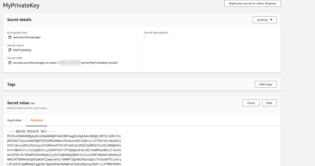 AWS Secret Manager - Private Key