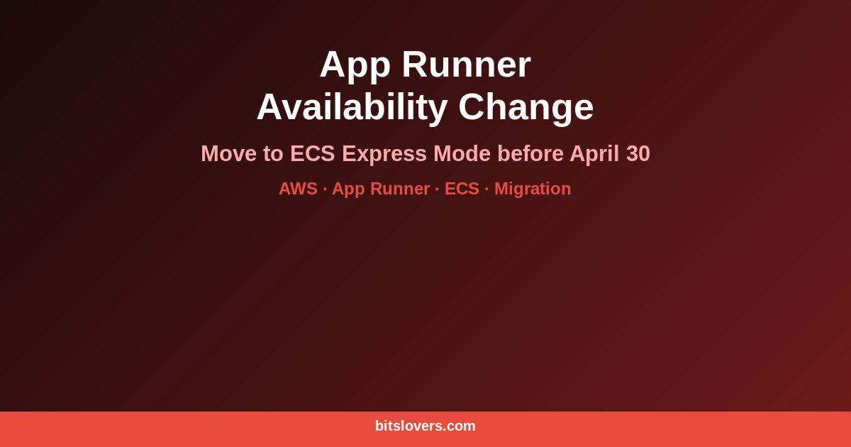 AWS App Runner Availability Change: How to Migrate to ECS Express Mode Before April 30, 2026