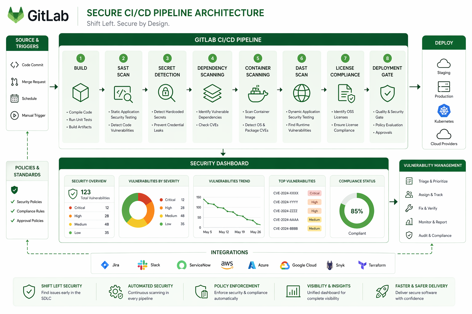 Diagram: GitLab security pipeline architecture