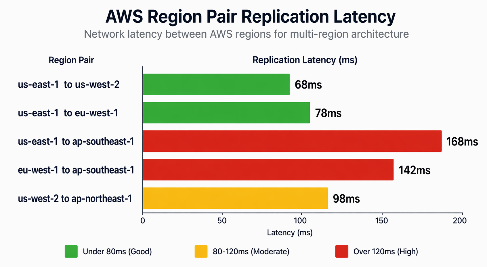 Chart: Replication latency by region pair