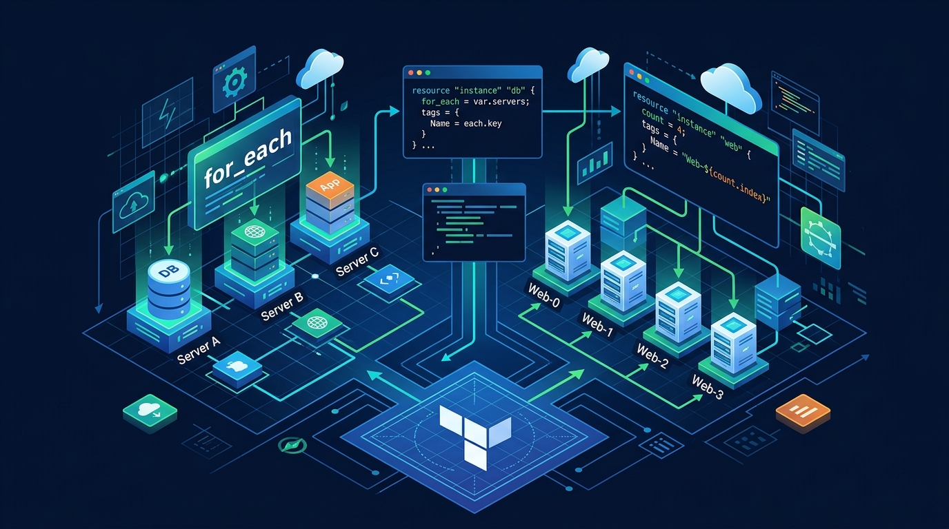 Terraform for_each vs count: When to Use Each in 2026